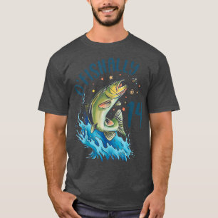 T-shirt Pêche 14 ans Anniversaire 14e basse Ado de poisson