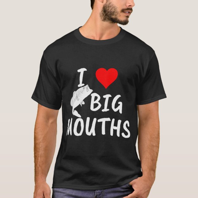 T-shirt Pêche à la basse cœur grande bouche (Devant)