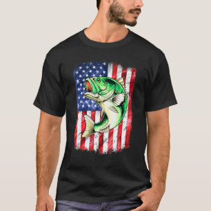 T-shirt Pêche à la basse hommes papa américain drapeau Usa