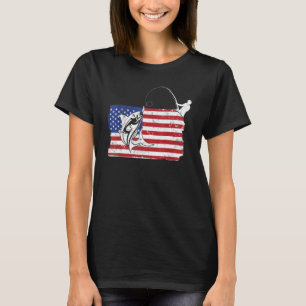 T-shirt Pêche à la basse US Drapeau Américain Pêcheur 4 Ju