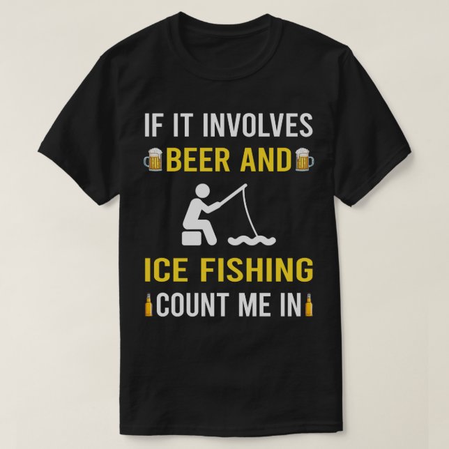 T-shirt Pêche À La Bière Et À La Glace (Design devant)