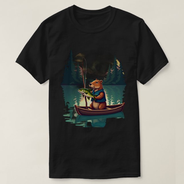 T-shirt Pêche à la capybara Pixel Art Rétro Jeu Nostalgie (Design devant)