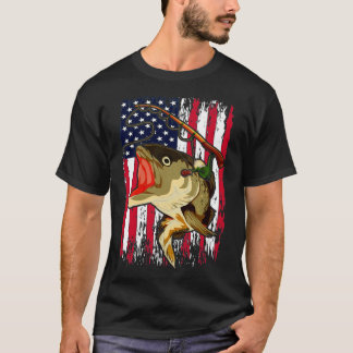 T-shirt Pêche à la ligne Hobby US Drapeau Pêcheur américai