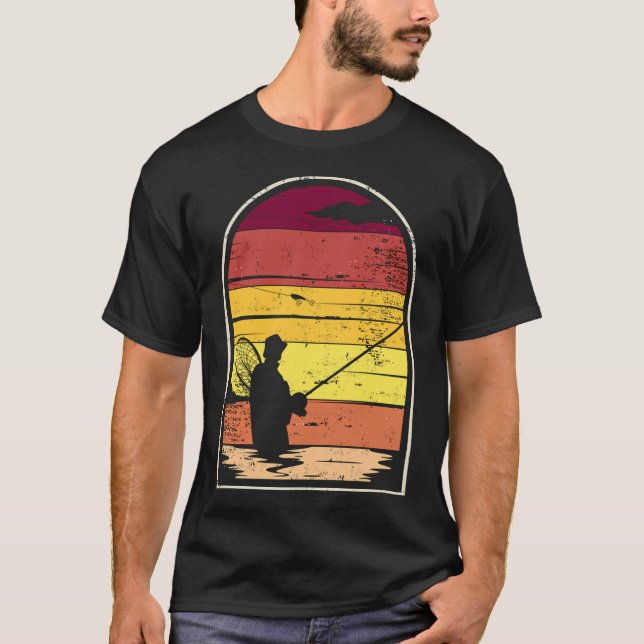 T-shirt Pêche à la mouche au coucher du soleil (Devant)