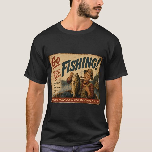 T-shirt Pêche à la mouche au coucher du soleil (Devant)