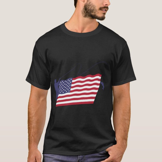 T-shirt Pêche à la mouche drapeau américain (Devant)