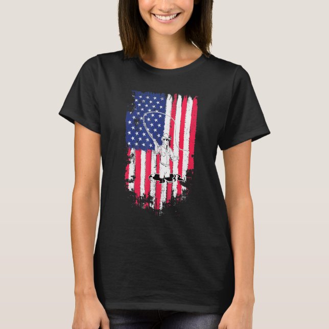 T-shirt Pêche à la mouche drapeau américain (Devant)
