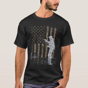 T-shirt Pêche à la mouche Pêcheur Drapeau américain Camouf