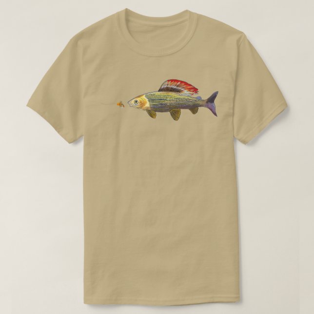 T-shirt Pêche à la mouche Poisson Grayling Nympher Mouche  (Design devant)