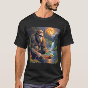 T-shirt Pêche à la truite de Bigfoot au clair de lune