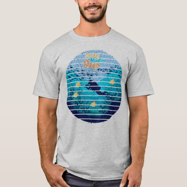 T-shirt Pêche à la truite de lac, marquant des monstres (Devant)