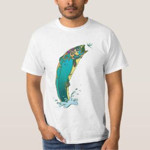 T-shirt Pêche à la truite psychédélique