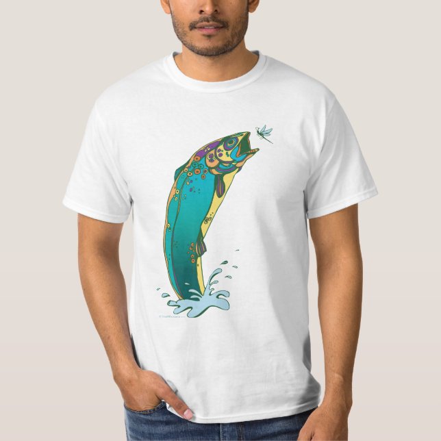 T-shirt Pêche à la truite psychédélique (Devant)