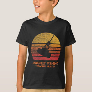 T-shirt Pêche à l'aimant au coucher du soleil rétro vintag