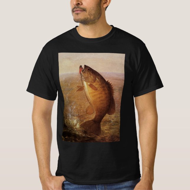 T-shirt Pêche à l'ancienne, Achigan à petite bouche bondis (Devant)
