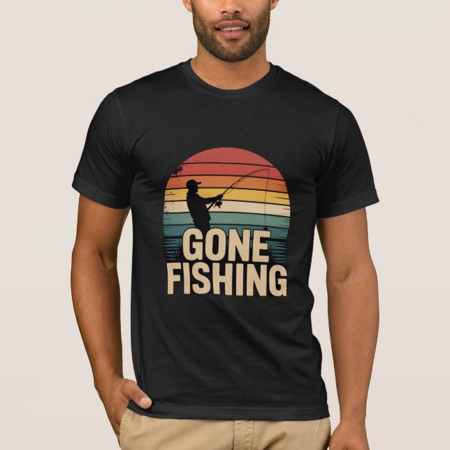 T-shirt Pêche à l'ancienne Coucher de soleil Hommes (Devant)