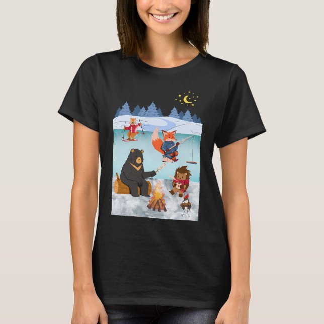 T-shirt Pêche à l'ours sur la rive (Devant)