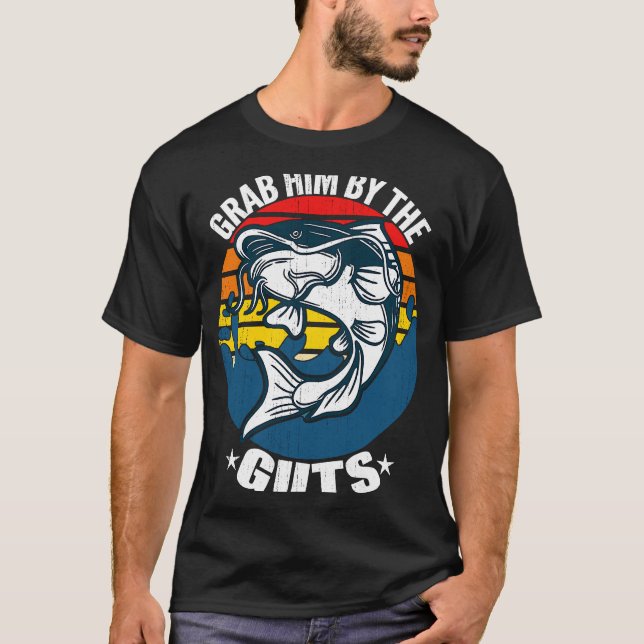 T-shirt Pêche à main nue de silure géant tête plate (Devant)