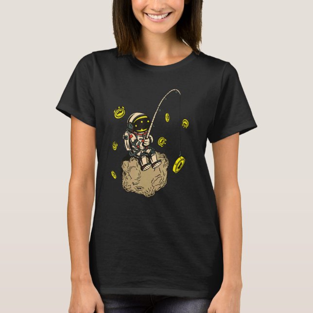 T-shirt Pêche Astronaute Bitcoin Btc Blockchain Cryptocur (Devant)