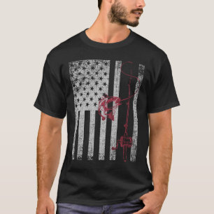 T-shirt Pêche au bar patriotique vintage de drapeau