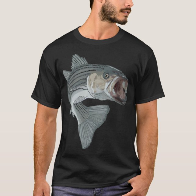 T-shirt pêche au bar rayé (Devant)