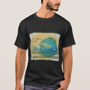 T-shirt Pêche au bar rayé sur fond noir