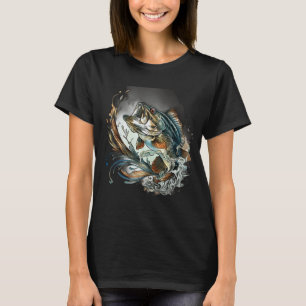 T-shirt Pêche au bass. Poursuite de Bass