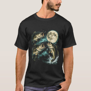 T-shirt Pêche au bass sous la pleine lune