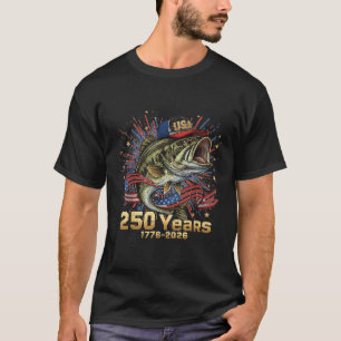 T-shirt Pêche au Bass USA 250 Ans Drapeau Américain Patrio