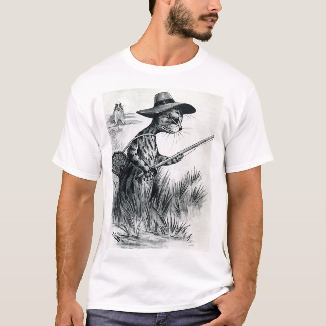 T-shirt Pêche au chat, Louis Wain (Devant)