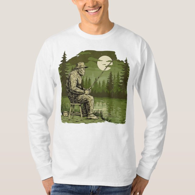 T-shirt Pêche au Clair de Lune avec Bigfoot (Devant)