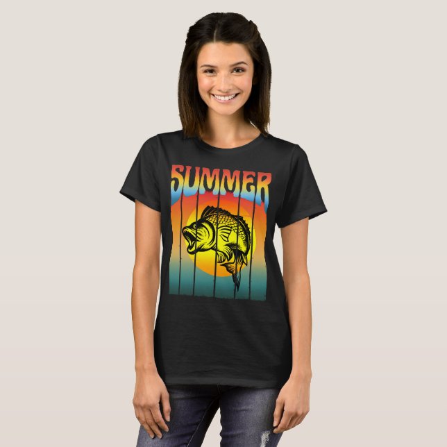 T-SHIRT PÊCHE AU COUCHER DE SOLEIL D'ÉTÉ (Devant entier)