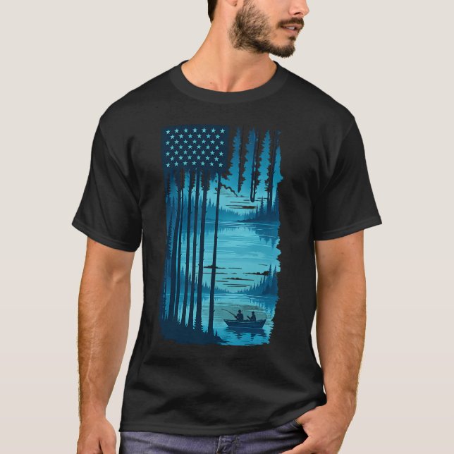 T-shirt Pêche au drapeau américain (Devant)