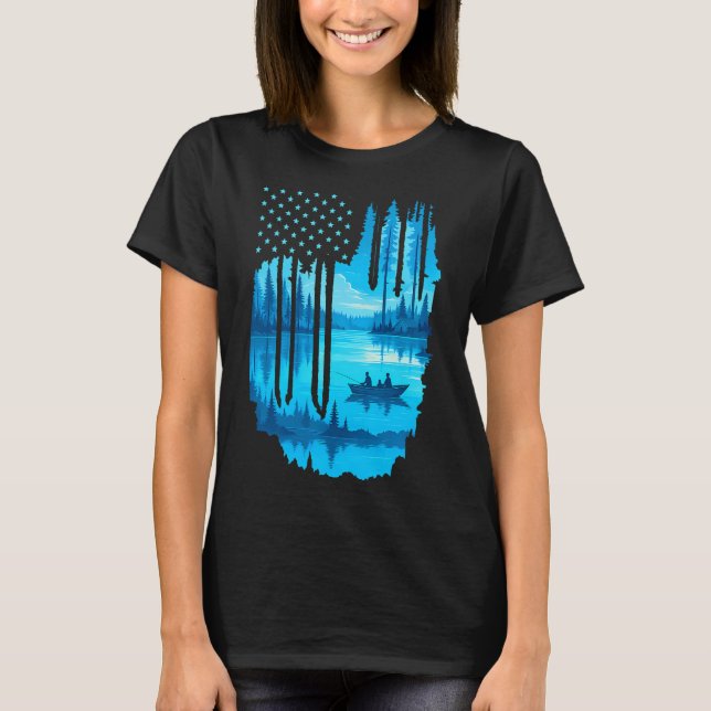 T-shirt Pêche au drapeau américain (Devant)