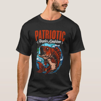 T-shirt Pêche au drapeau américain 4 juillet pêcheur patri