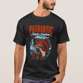T-shirt Pêche au drapeau américain 4 juillet pêcheur patri