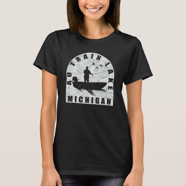 T-shirt Pêche au lac Au Train Michigan (Devant)