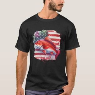T-shirt Pêche au Rouget au Drapeau Américain