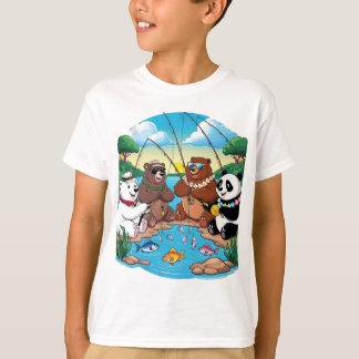 T-shirt pêche aux ours caricaturaux