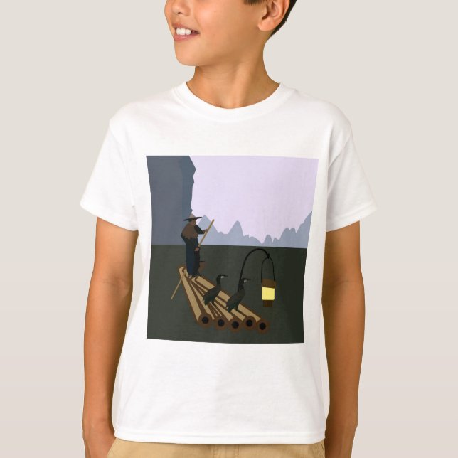 T-shirt Pêche avec cormorans (Devant)