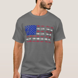 T-shirt Pêche bateau à drapeau américain Hommes Femmes Mer