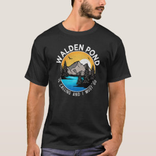 T-shirt Pêche Bateau Camping  Lac Vue sur l'étang Walden