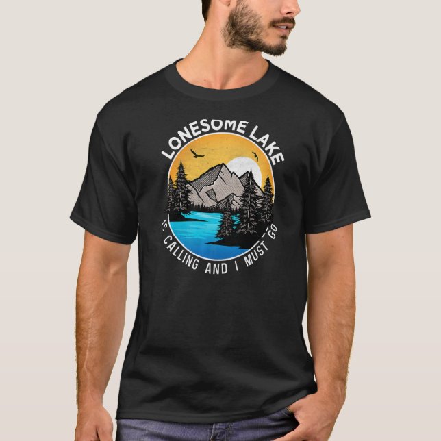 T-shirt Pêche Bateau Camping Lakeview Lonesome Lake (Devant)