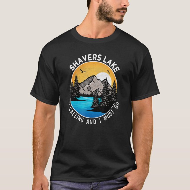 T-shirt Pêche Bateau Camping Lakeview Shavers Lake (Devant)
