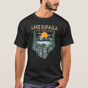 T-shirt Pêche Bateau Camping My Happy Place Lac Eufau
