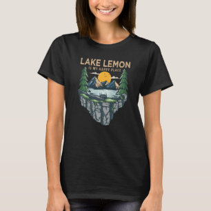 T-shirt Pêche Bateau Camping My Happy Place Lac Lemon
