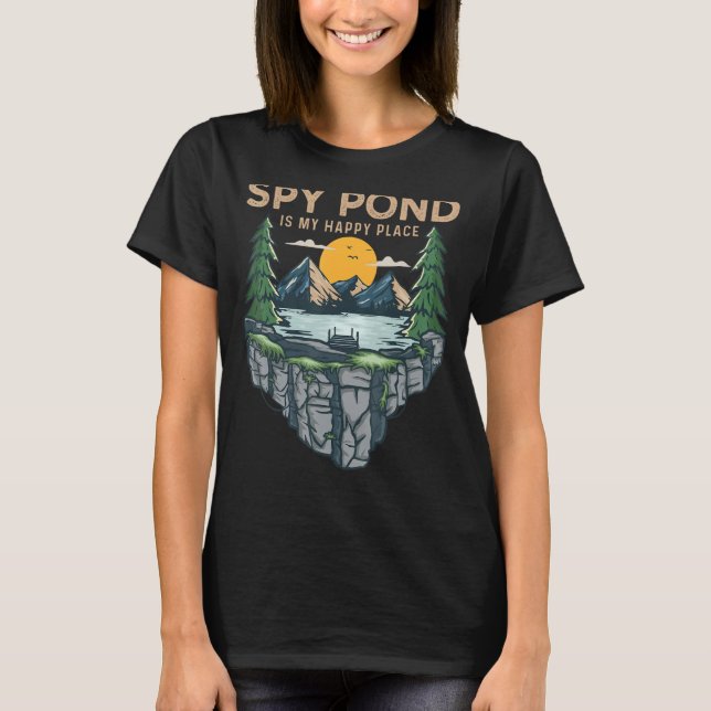 T-shirt Pêche Bateau Camping My Happy Place Spy Pond 1 (Devant)