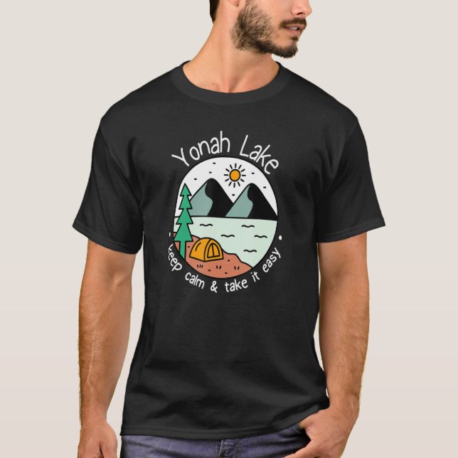 T-shirt Pêche Bateau Camping Prenez Tout Facile Lac Yonah (Devant)