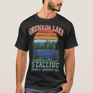T-shirt Pêche Bateau Camping Retro Lake Vacation Grenade