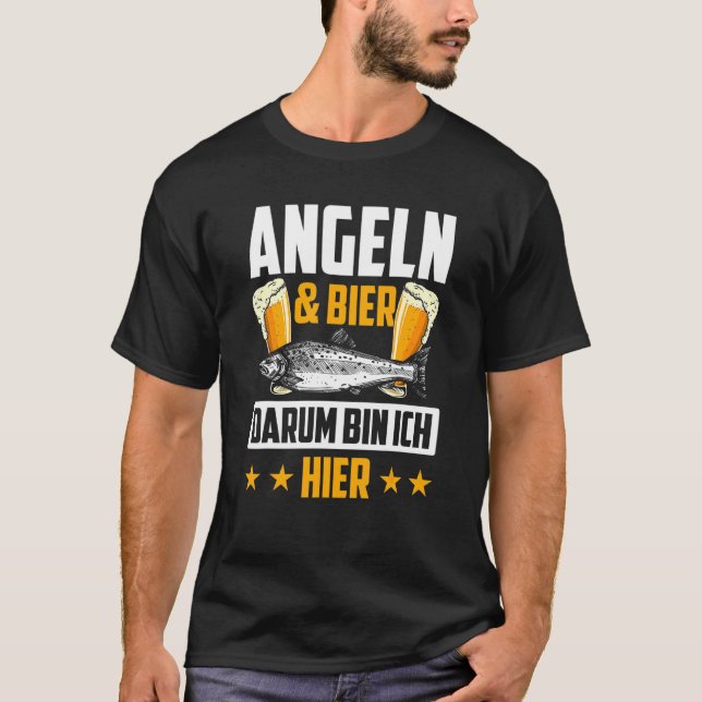 T-shirt Pêche & Bière Darum Bin Ich Hier Fisching (Devant)